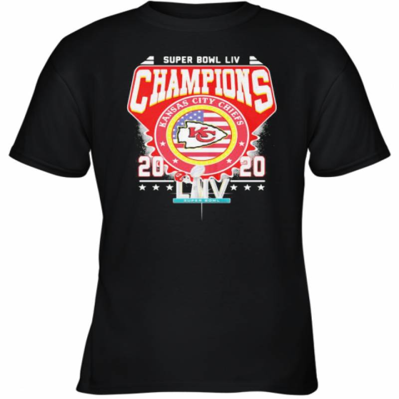 Super Bowl Liv Champions Kansas City Chiefs 2020 American Flag Independence Day Youth T-Shirt