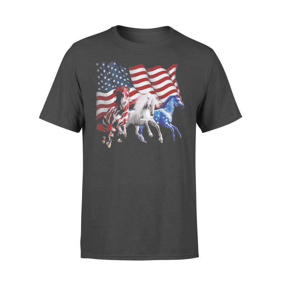 Horse USA American Flag T-shirt