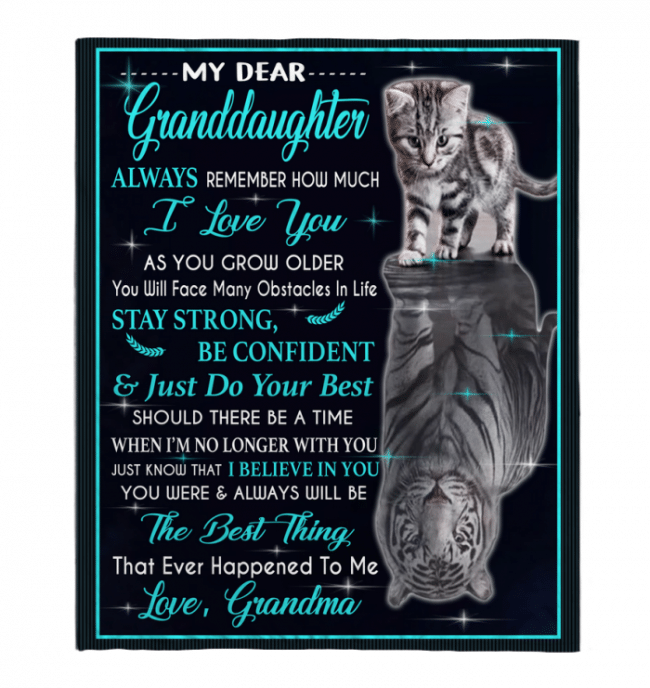 Daughter Remember How Much I Love You Cat Tiger Kitten Gift From Grandma Fleece Blanket