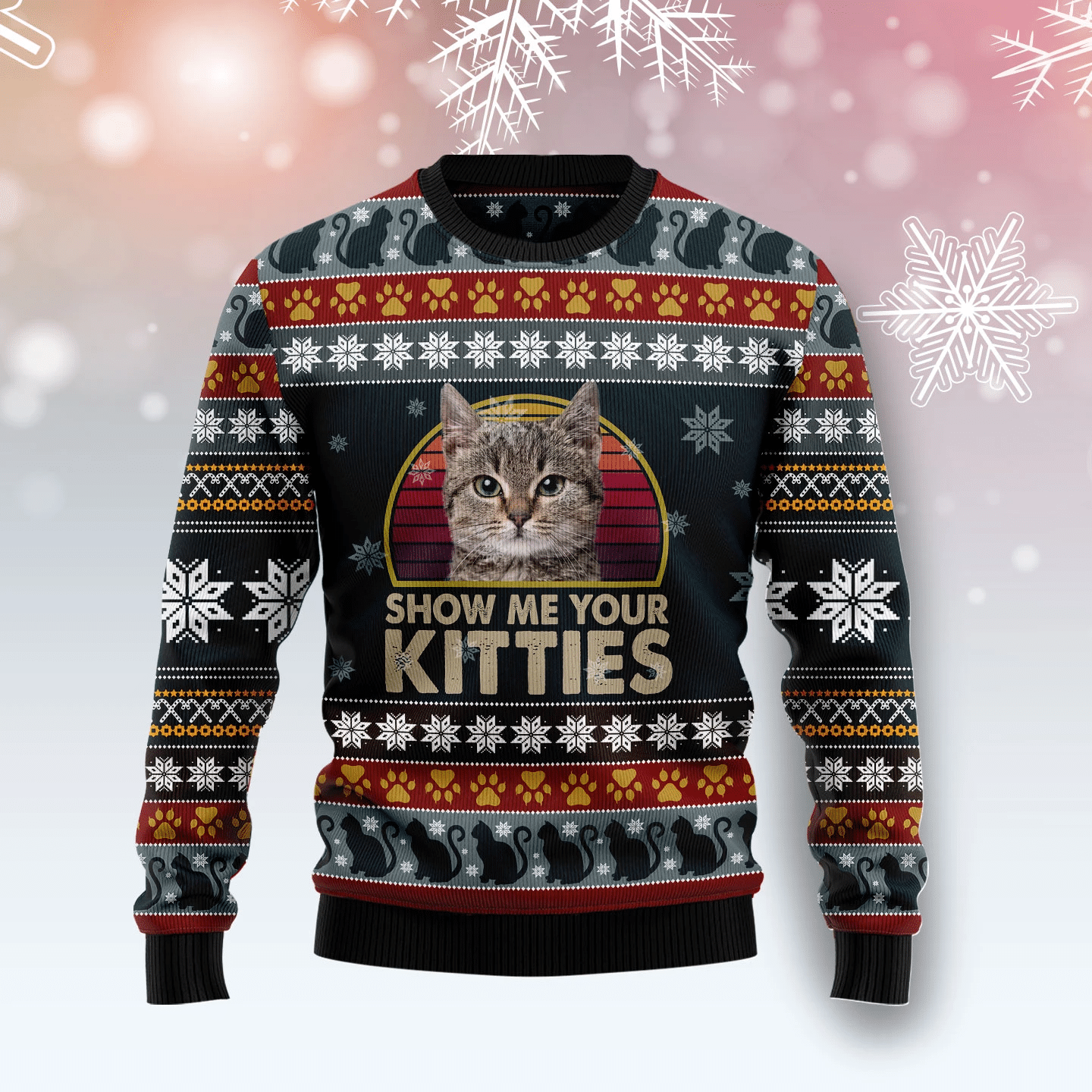 Cat Show Me Your Kitties Christmas Ugly Sweater