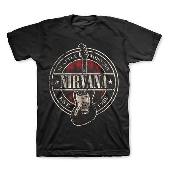 Nirvana Est 1988 Guitar Stamp Shirt