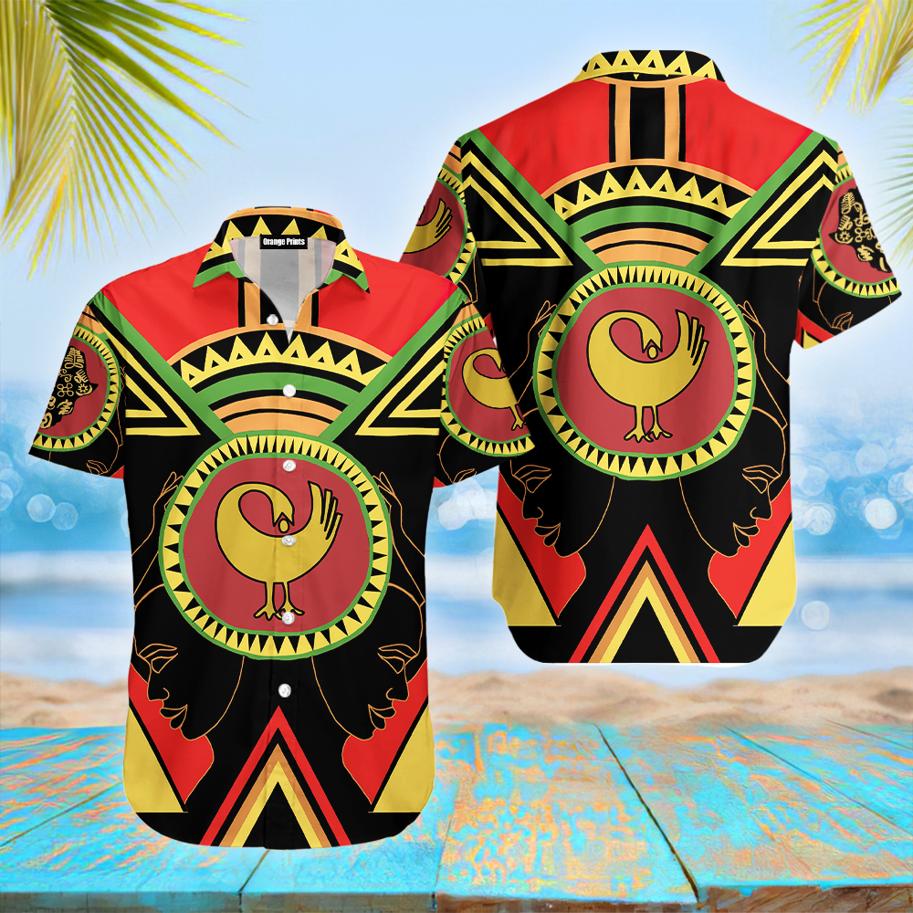 African Adinkra Sankofa Black Hawaiian Shirt – For Men And Women