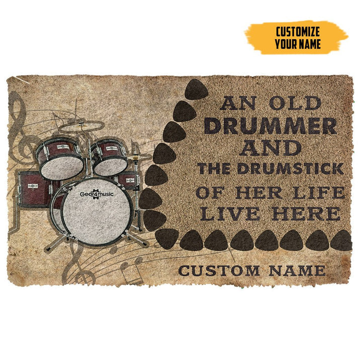 Waybackapparel An Old Drummer And The Drumstick Of Her Life Custom Name 3D Doormat