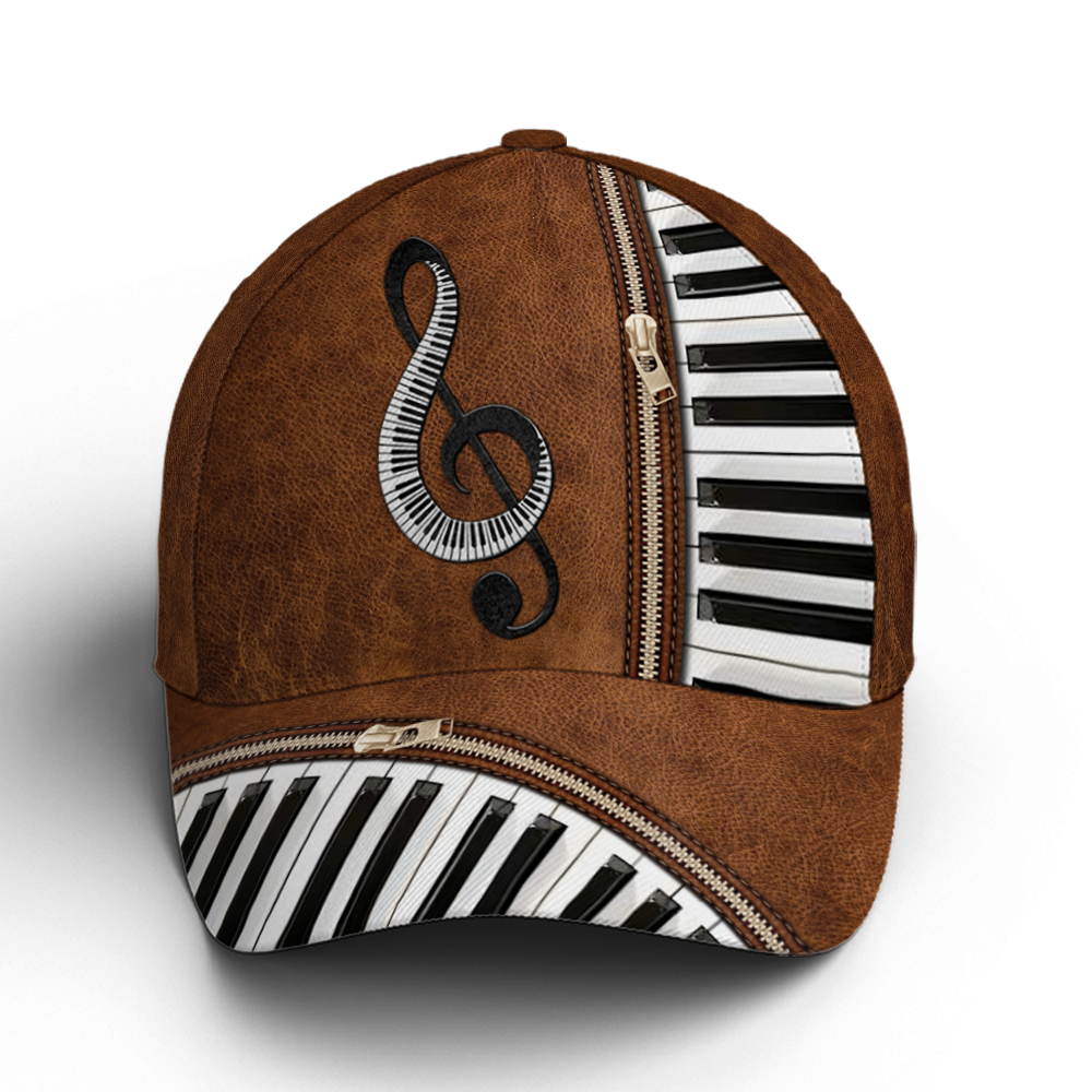 Piano Music Theme Leather Style Vintage Baseball Cap Coolspod