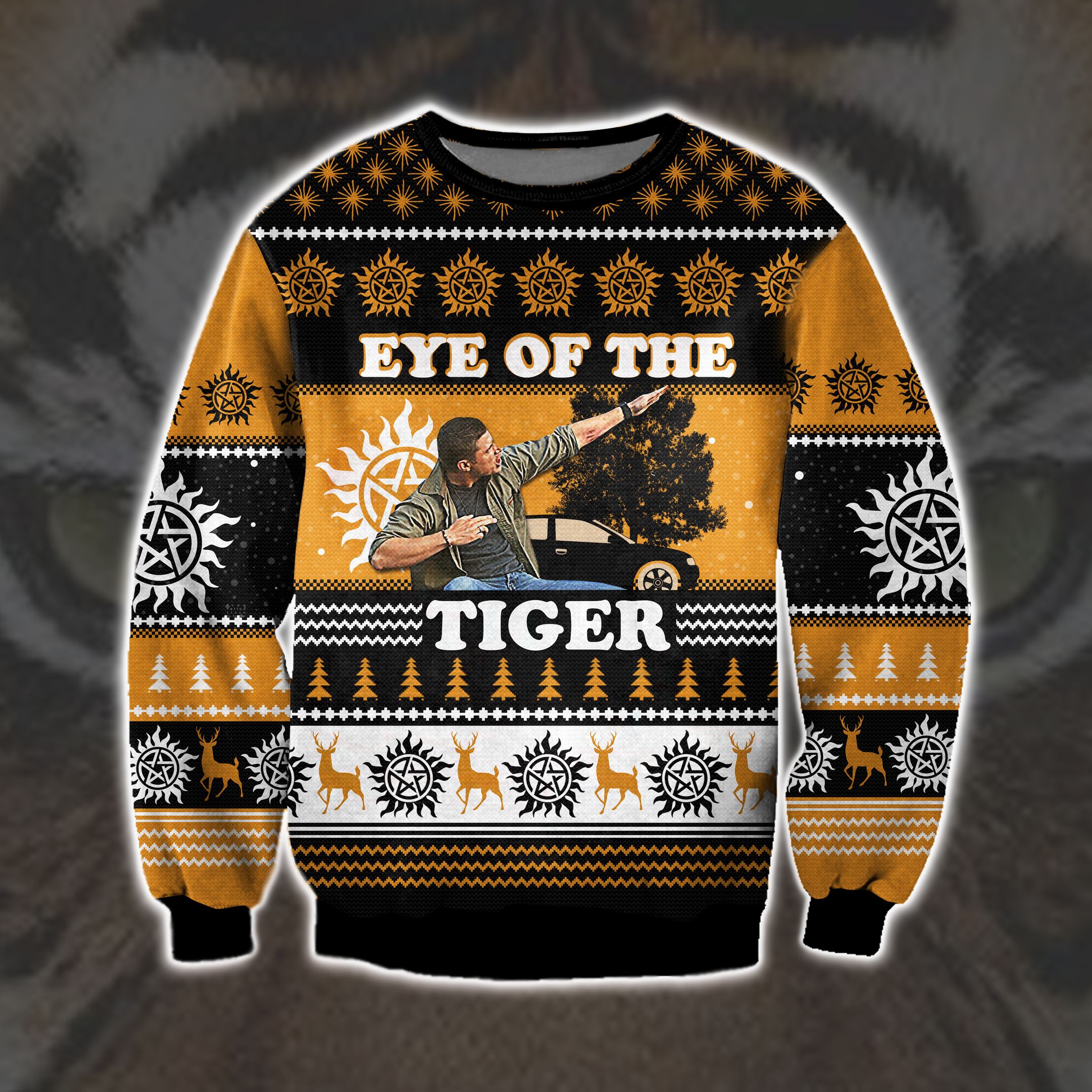 Eye Of The Tiger Knitting Pattern 3D Print Ugly Christmas Sweater