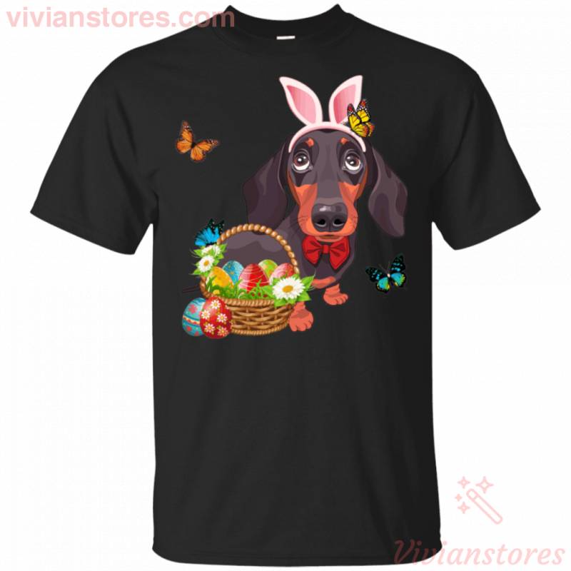 Dachshund Bunny Hat Rabbit Easter Day Eggs Funny Gift Shirt VA03