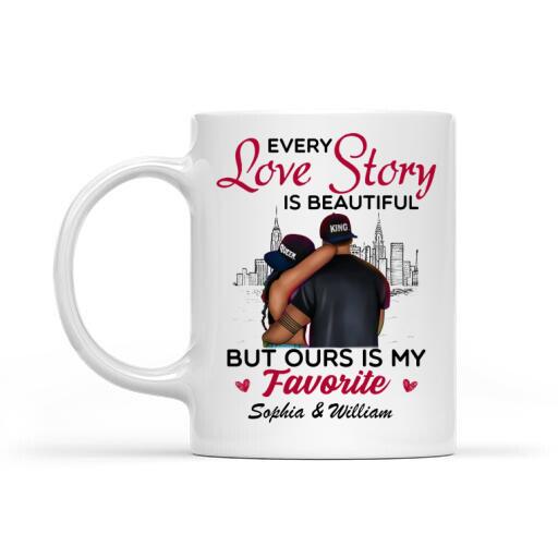 Every Love Story Is Beautiful But Ours Is My Favorite – Black Couple Looking Towards The City Art – Black Queen And Black King Mug