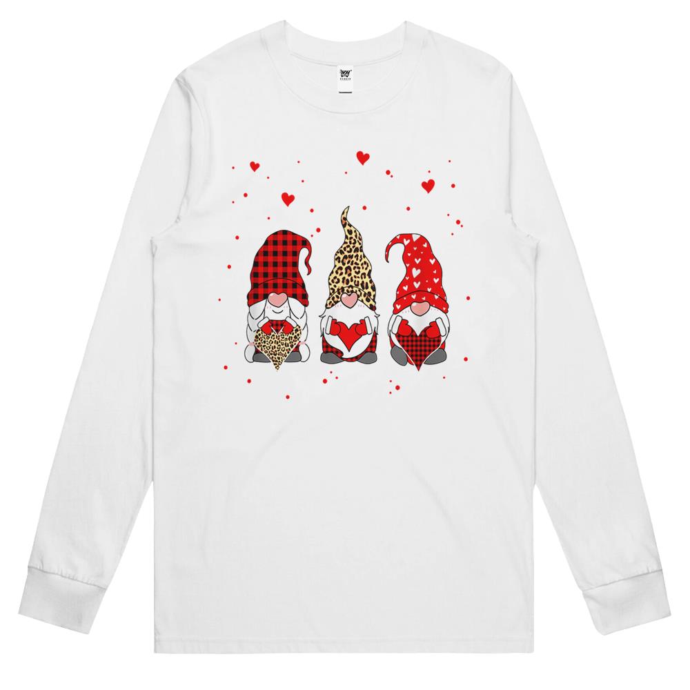 Valentine Gnomes Hearts Leopard Plaid For Girlfriend Long Sleeve T Shirts