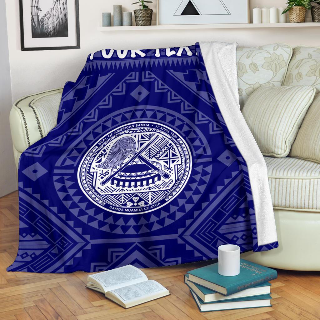 American Samoa Personalised Premium Blanket – Seal In Polynesian Tattoo Style ( Blue)