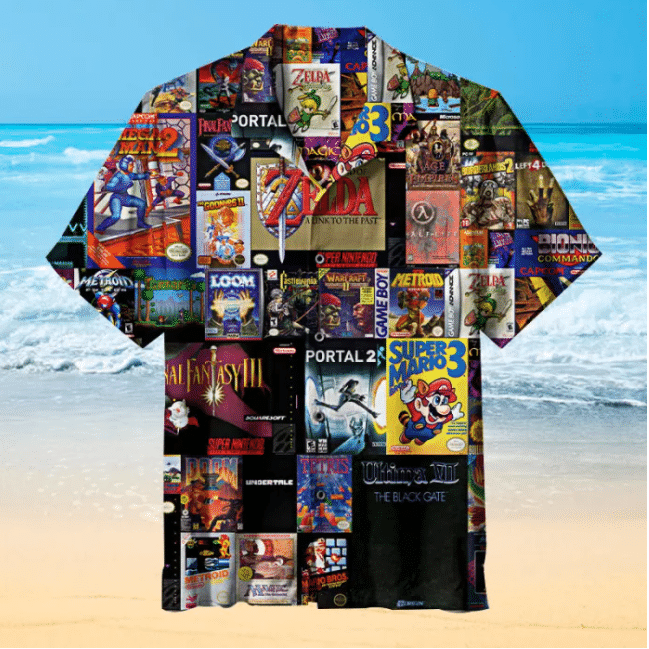 Collage Favorite Video Games For Man And Woman Print Short Sleeve Hawaii Shirt Ha49973