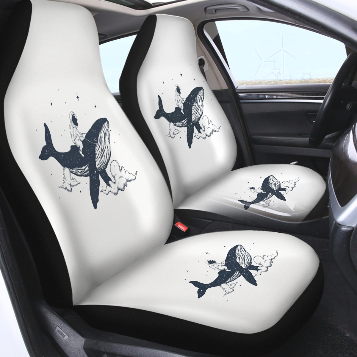 Astronaut Riding Big Whale Swqt5504 Car Seat Covers