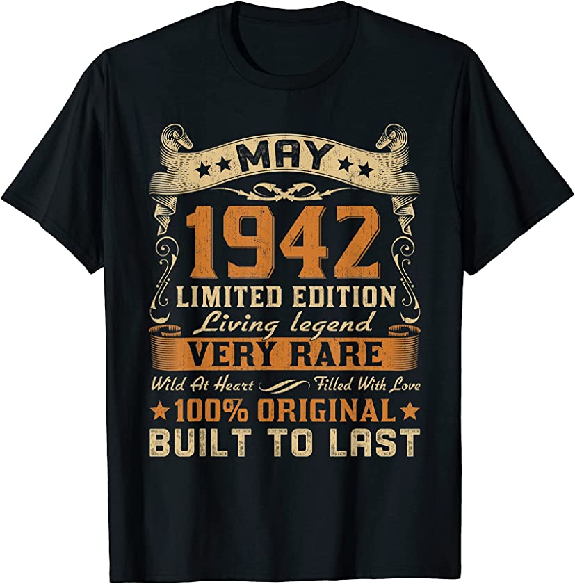 79th Birthday Gift 79 Years Old Retro Vintage May 1942 T-Shirt