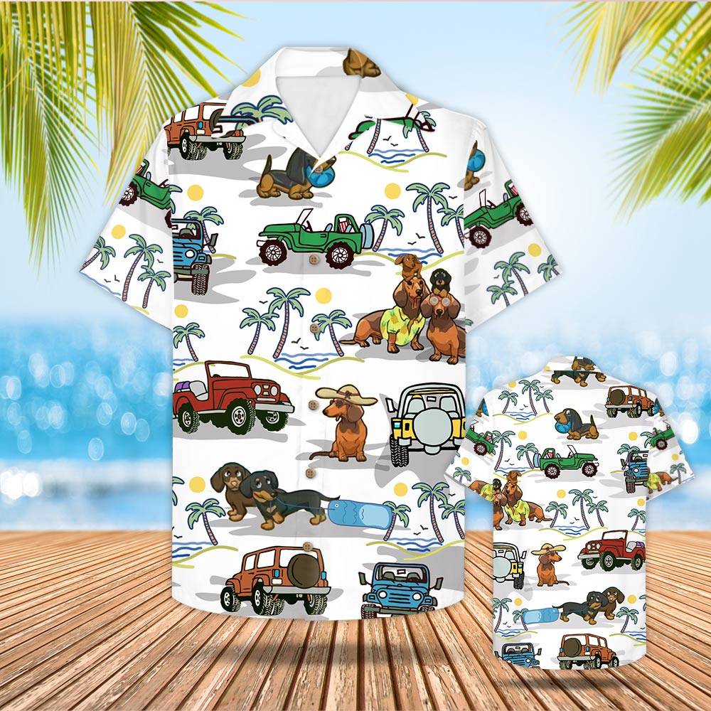 Dachshund Jeep Hawaii Shirt Beach Gift For Mom Dad Ha6034