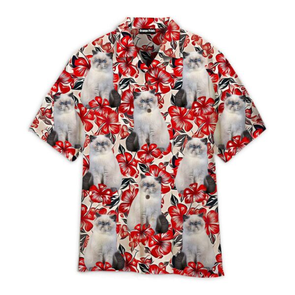 White Cat On Red Flower Design Hawaii Shirt For Men Women Ha33233