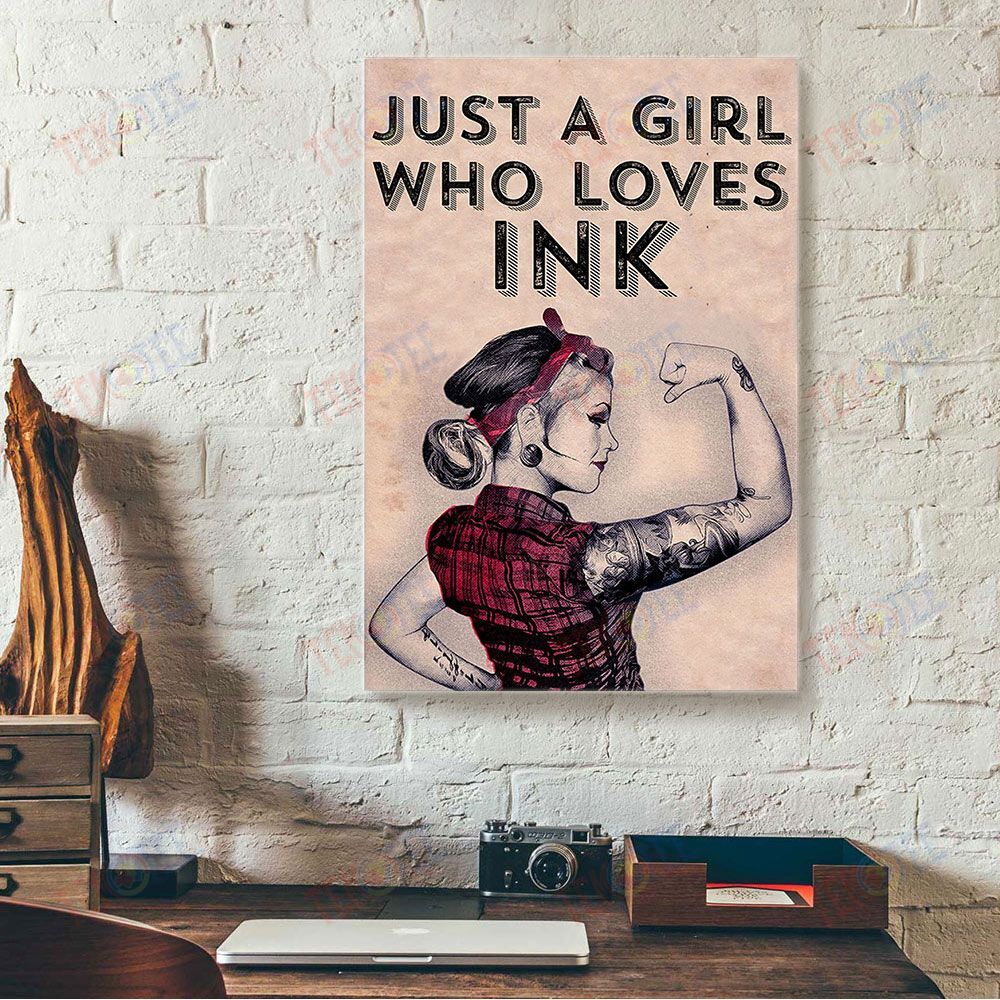 Canvas Prints Tattoo Power Girl Who Love Ink Vintage Wall Art Canvas Wall Art Home Decoration