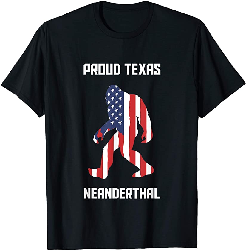 Proud Texas Neanderthals Animal USA Flag Custome Men Women T-Shirt