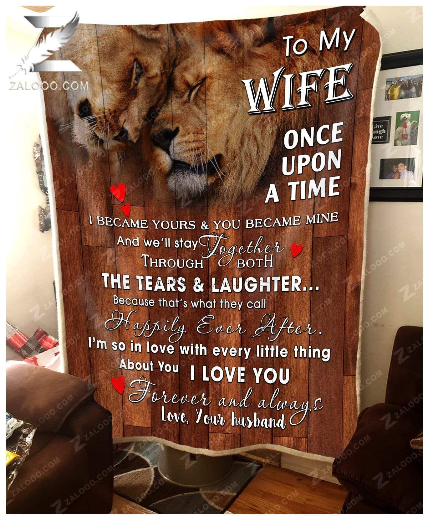 – Custom Fleece Blanket – Lion – To My Wife – Once Upon A Time