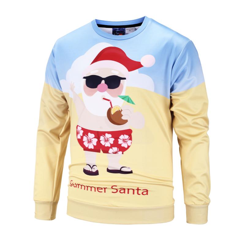 Christmas Sweatshirts – Funny Summer Santa Claus Striped Pattern 3D Sweatshirt