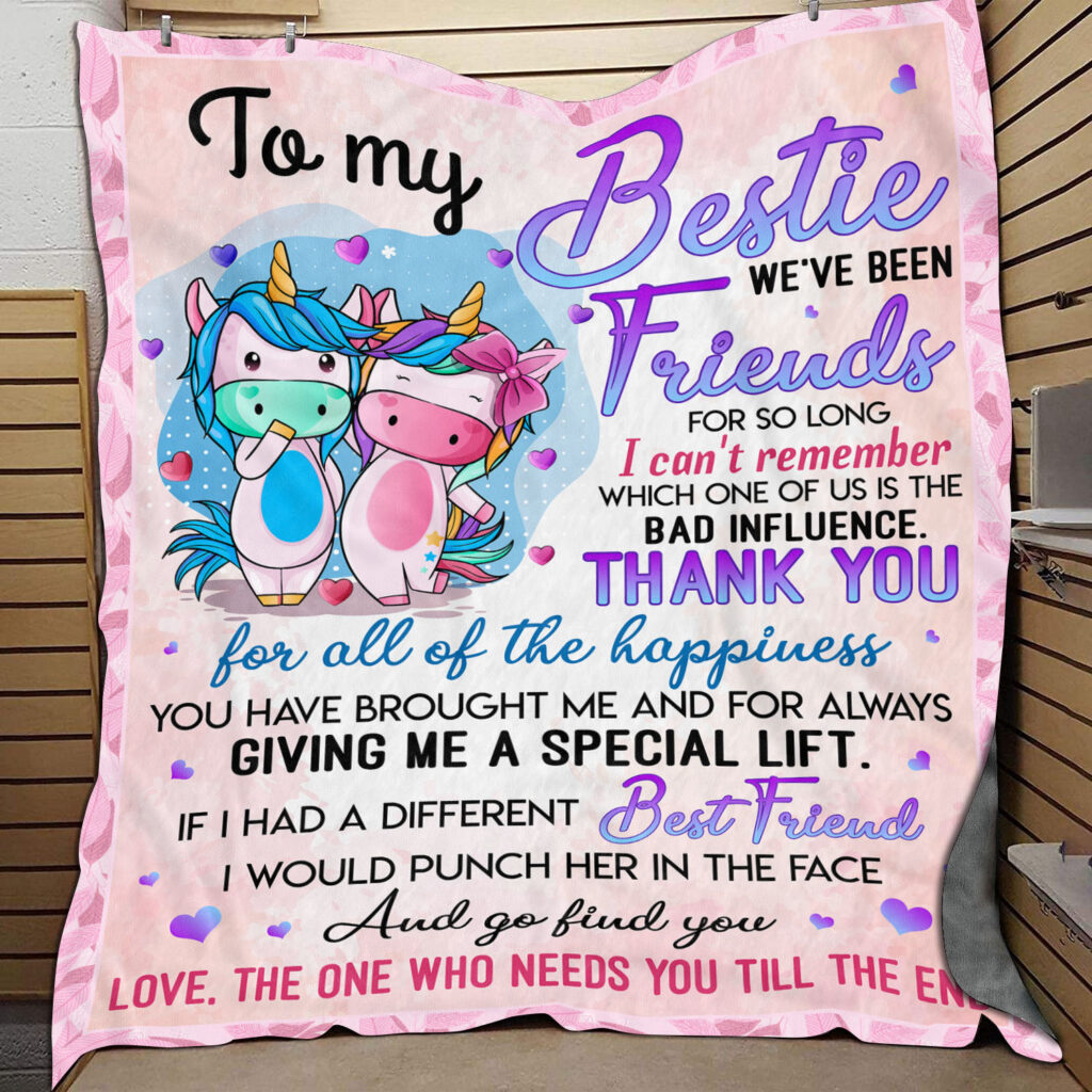 Unicorns To My Bestie Fleece Blanket – Gift For Best Friends