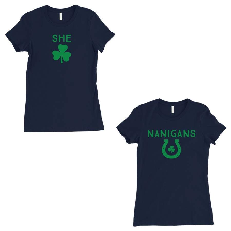 Shenanigans BFF Matching Shirts Womens Navy St Paddy’s Day Outfit