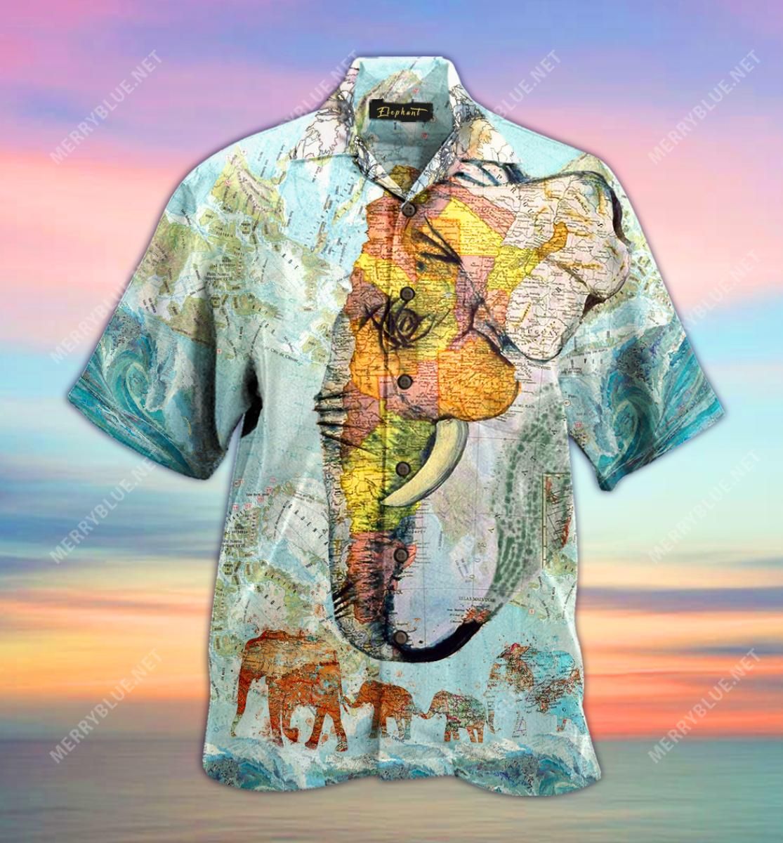 Elephant Map Aloha Hawaii Shirt Colorful Short Sleeve Summer Beach Casual For Men And Women Ha53127