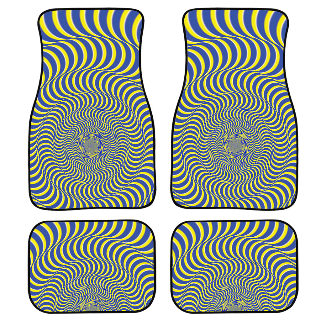 Blue And Yellow Illusory Motion Print Front And Back Car Floor Mats, Front Car Mat