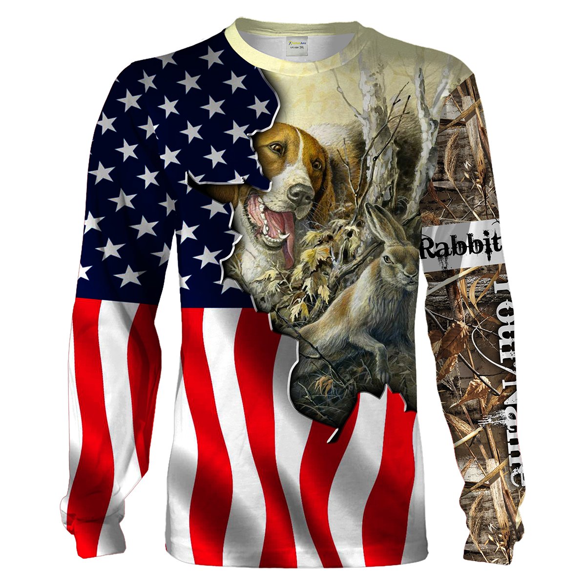 Rabbit Hunting With Beagle American Flag Custom Name 3D All Over Printed Shirts, Hoodie, Sweatshirt For Men Women Chipteeamz FSD1935