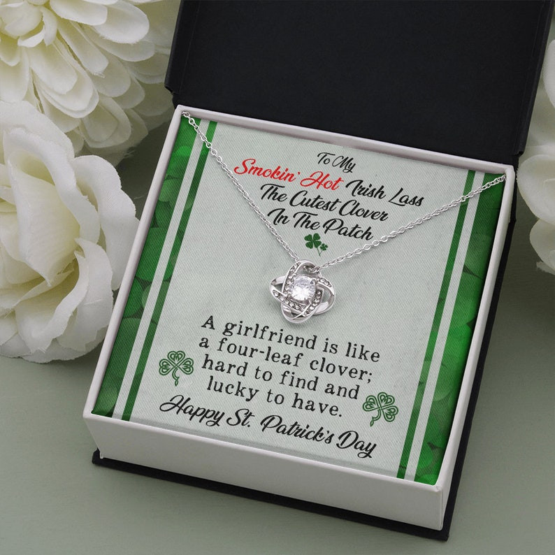 St. Patrick'S Day Gift For Girlfriend, Lucky Love Knot, St Pattys Day Necklace For Girlfriend, Saint Patricks Day Jewelry Gifts For Her