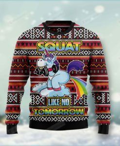 Unicorn Squat Like No Tomorrow Ugly Christmas Sweater, All Over Print Sweatshirt