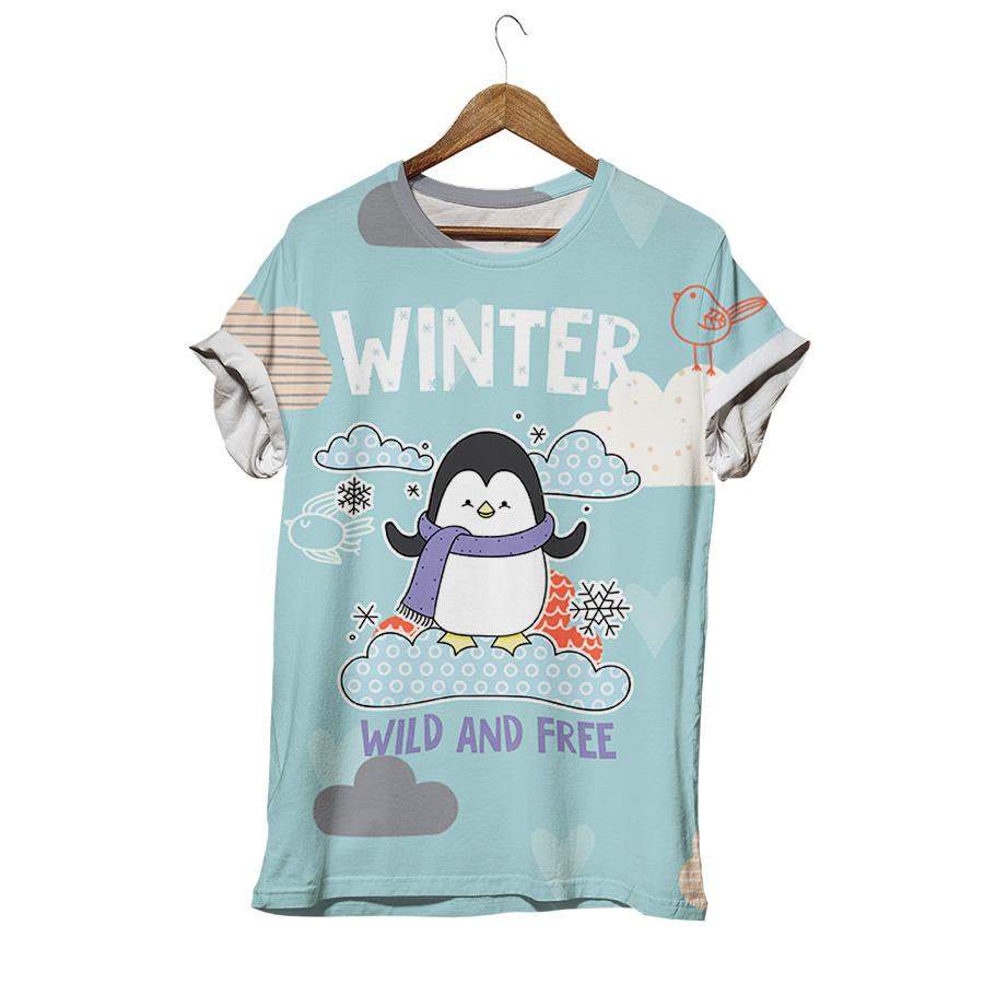 Cute Penguin On A Cloud Cartoon Penguin T-shirt