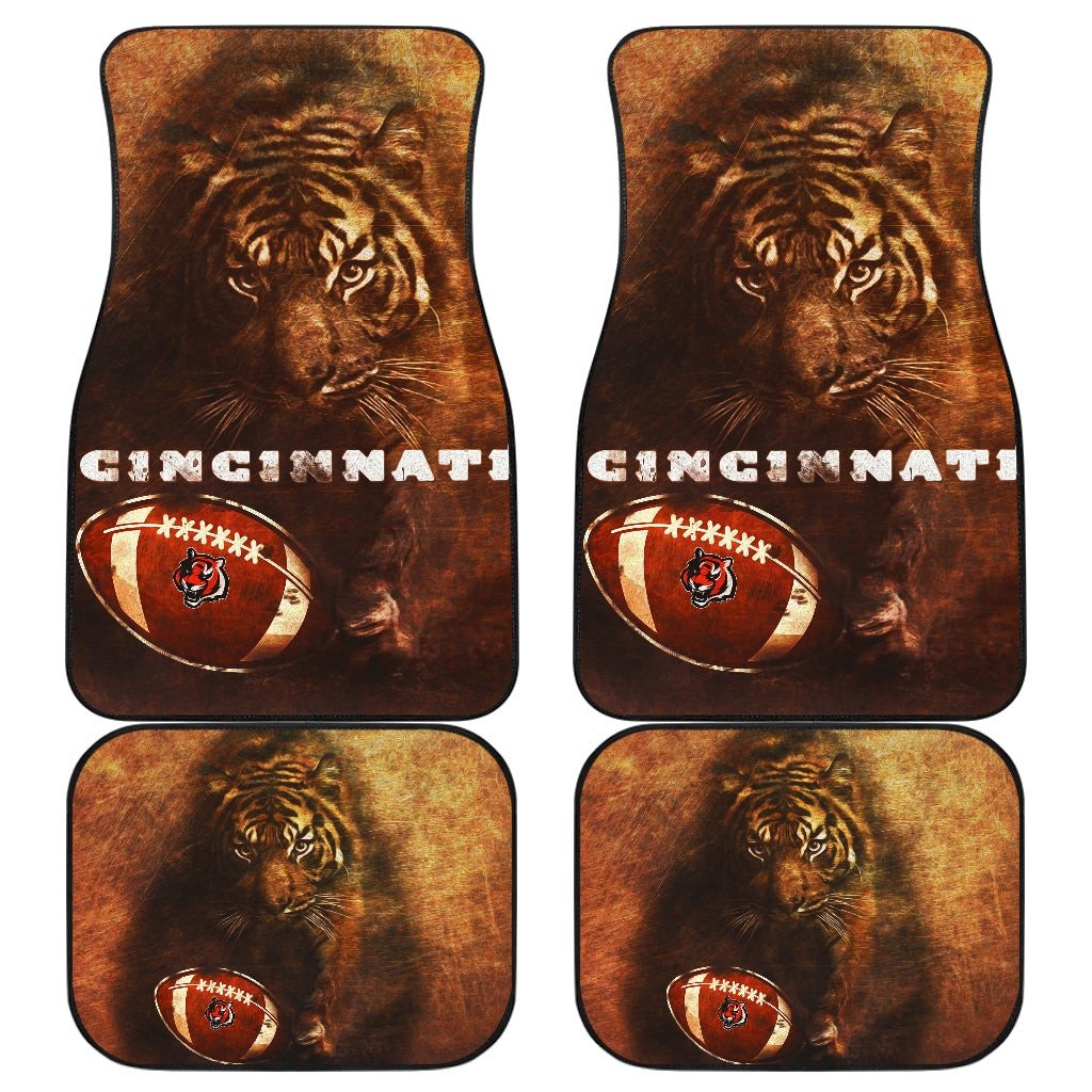 Cincinnati Bengals American Football Strong Bengal Tiger Rugby Ball Go Champion Car Floor Mats