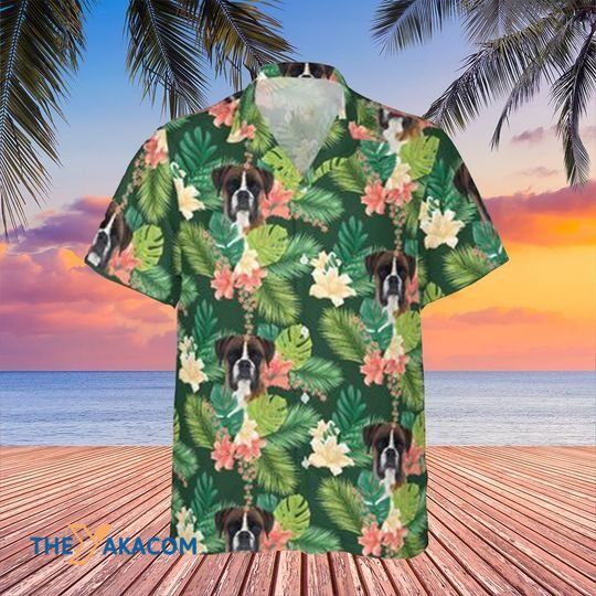 Boxer Tropical Flower Summer Beach Vacations The Best Gift For Dog Lovers Hawaiian Shirt Ha98193