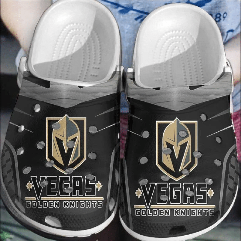 Vegas Golden Knights Crocss Crocband Clog Comfortable Water Shoes In Black