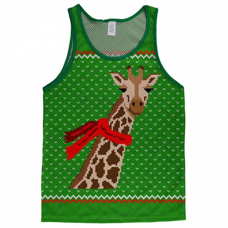 Ugly Christmas Sweater Big Giraffe Scarf Adult Mesh Jersey