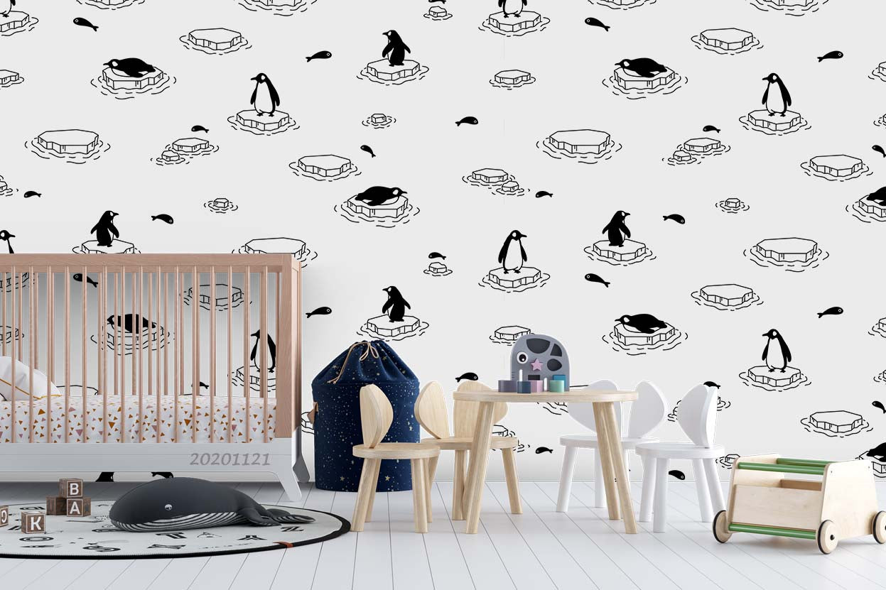 3D Cartoon Animal Penguin Wall Mural Wallpaper Lqh 83