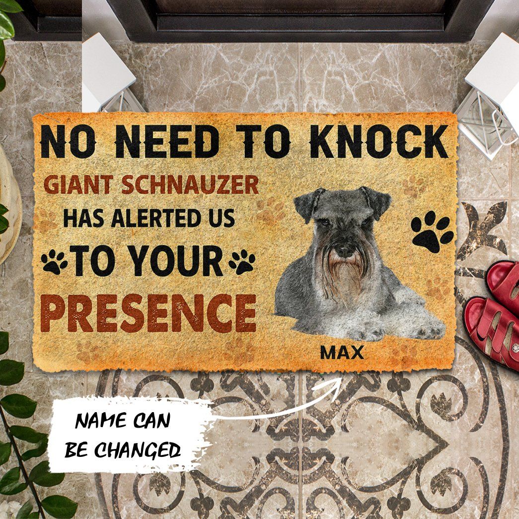 3D No Need To Knock Giant Schnauzer Dog Custom Name Doormat