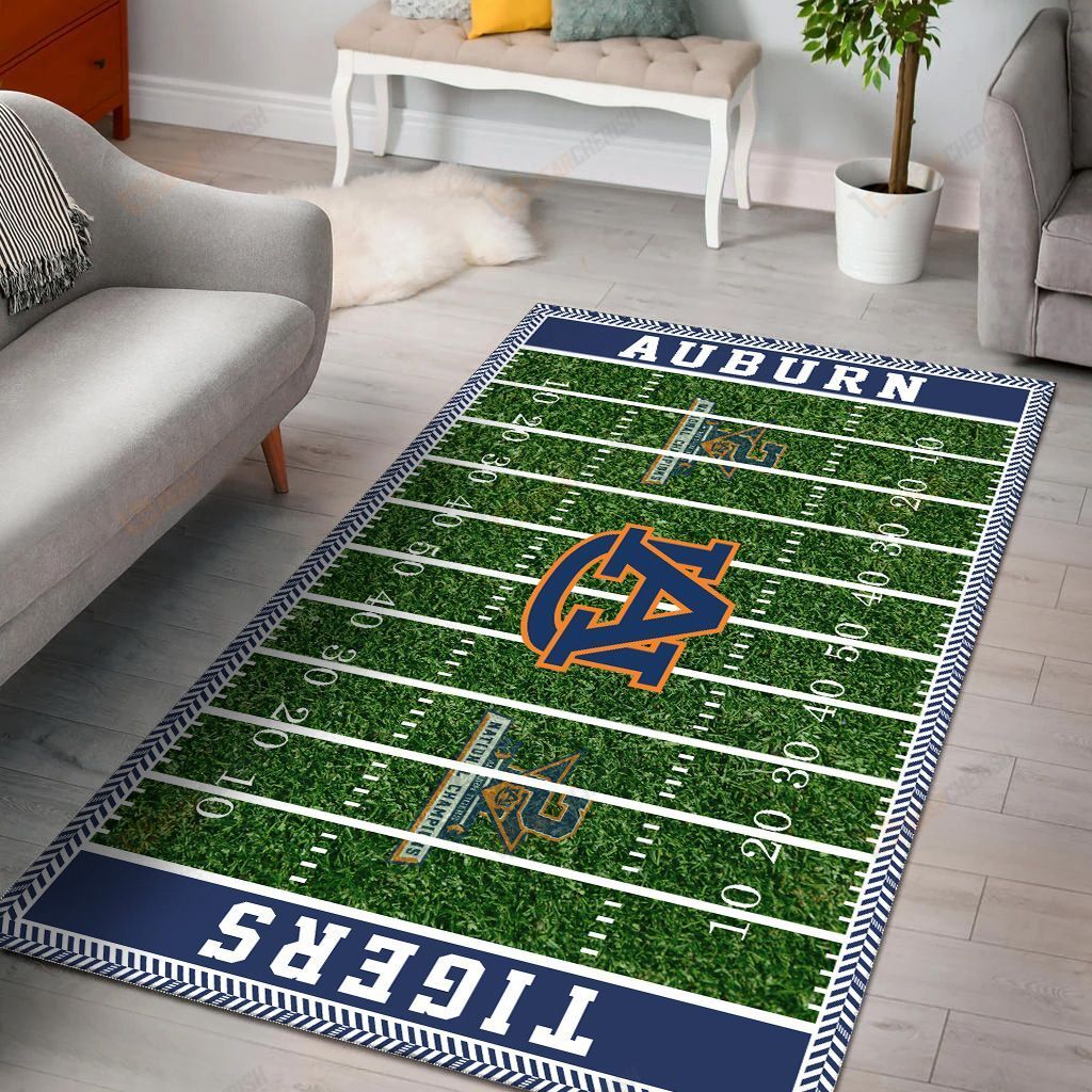 Auburn Tigers Area Rug American Football Field Polyester Area Rug Mat for Living Dining Dorm Room Bedroom Home Decorative