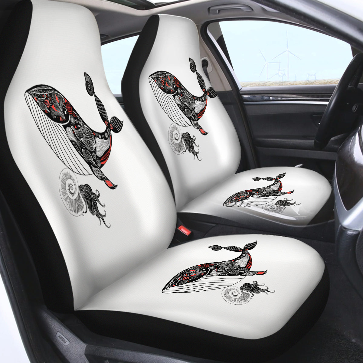 Pattern On Whale Sketch Swqt3684 Car Seat Covers