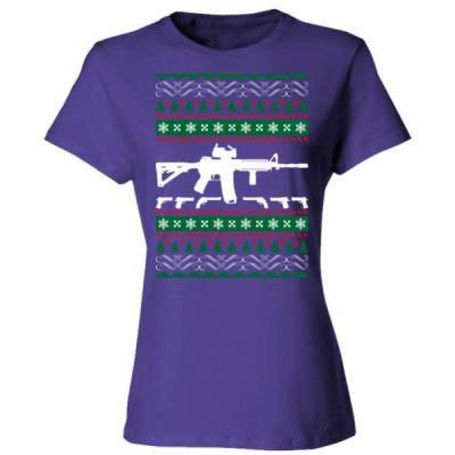 AGR AR 15 AR15 Ugly Christmas Sweater Xmas – Ladies’ Cotton T-Shirt