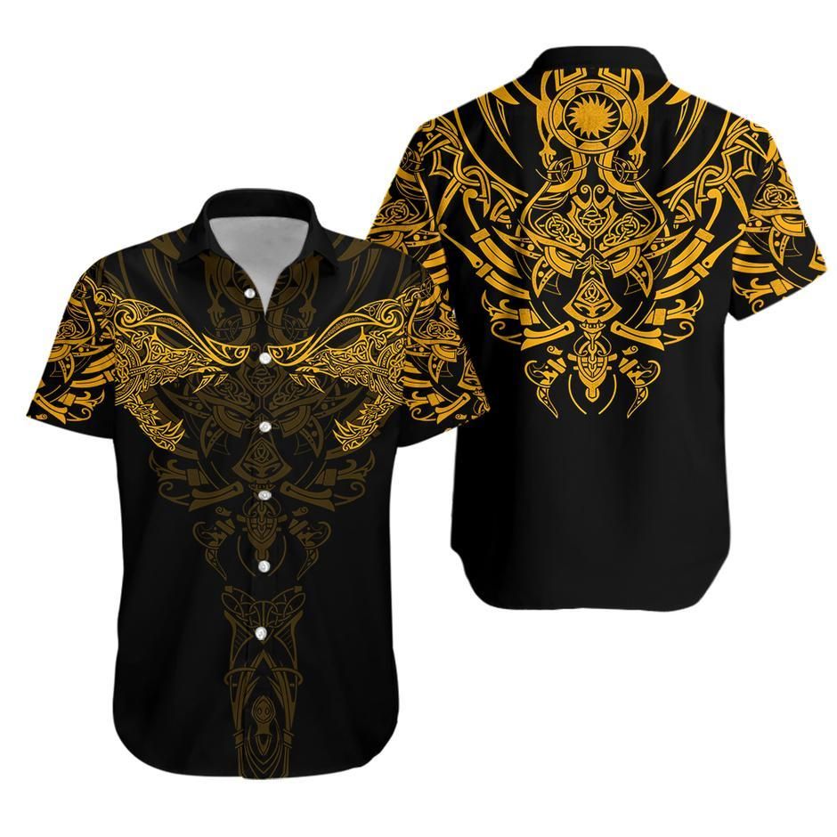 Viking Wolf Yellow Hawaiian Shirt | Unisex | Adult | Hw3302