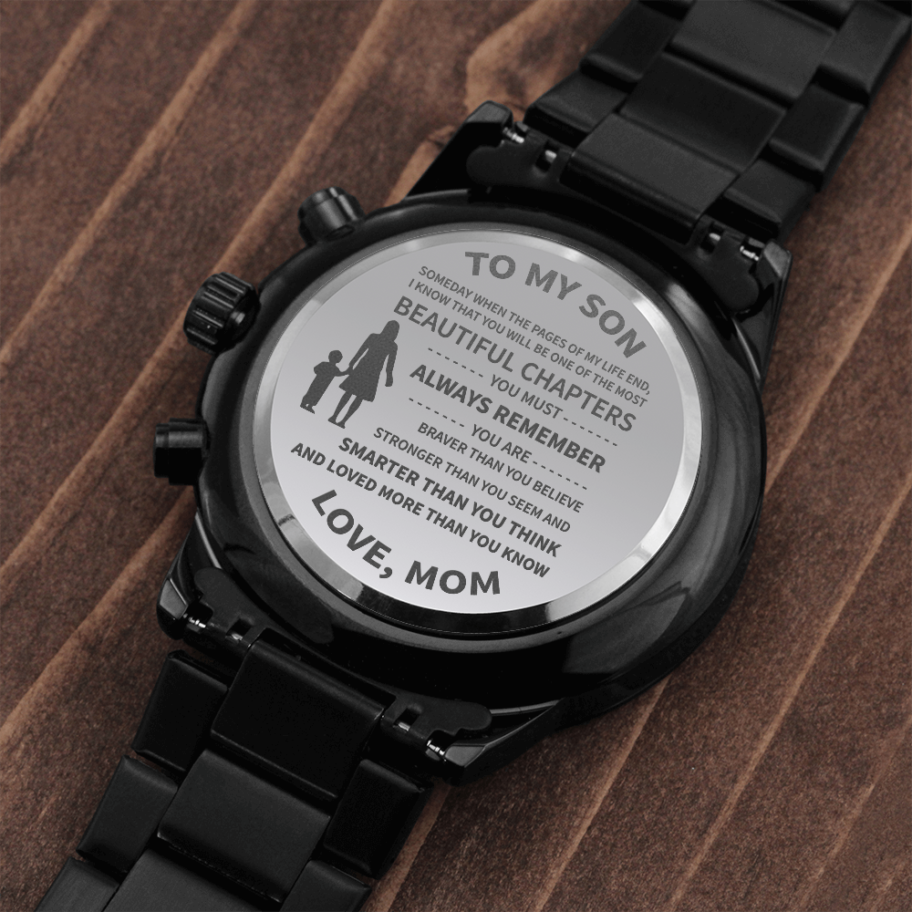 To My Son Watch – Love Mom – Personalized Watch, To My Son – Stainless Steel Watch, Son Gifts, Xmas, Christmas, Son Birthday, Bonus Son, Engraved Gifts, Graduation Gifts, Wedding, Personalized Christmas Gift For Son, Custom Watch For Son