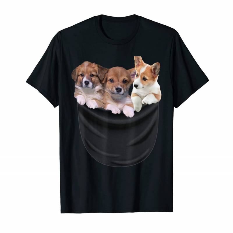 Corgi Puppy Cute In Big Pocket T-shirt Dog Lover Gifts T-shirt