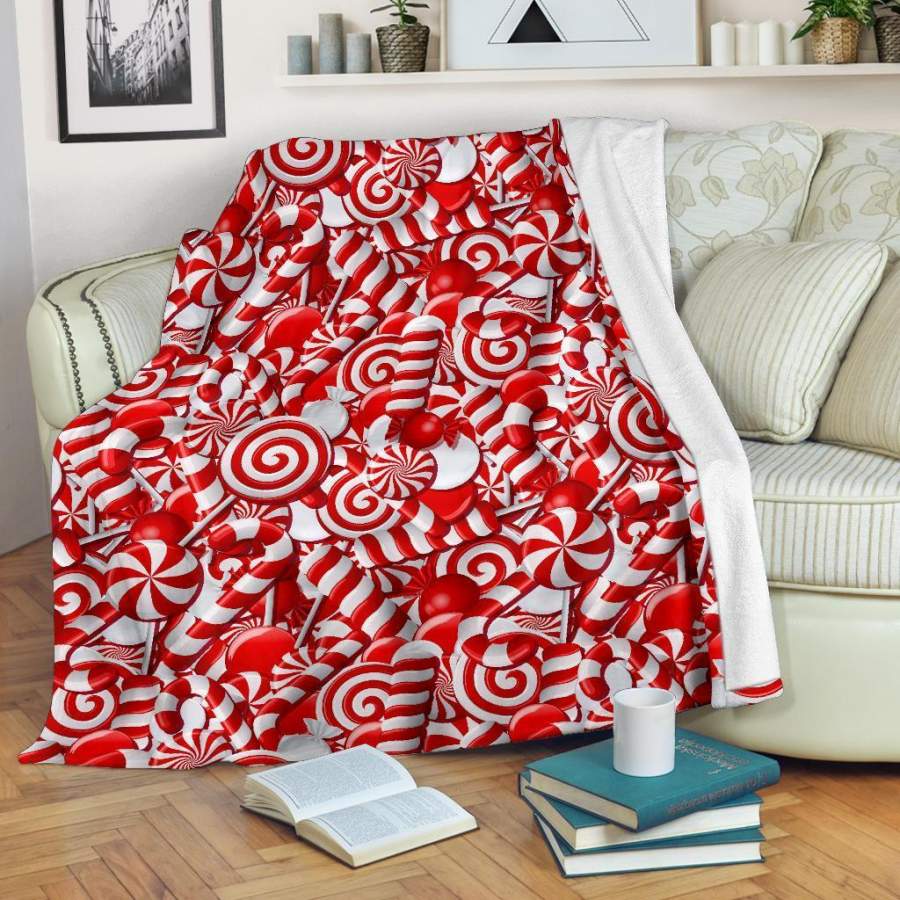 Candy Cane Print Pattern Blanket