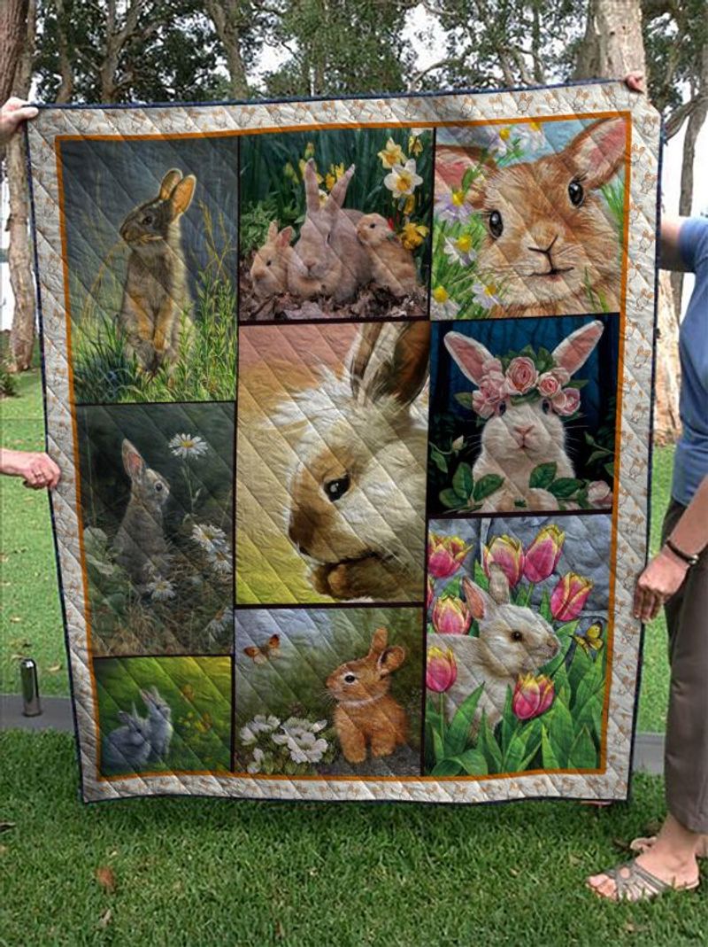 Rabbit Flower Garden Quilt Blanket