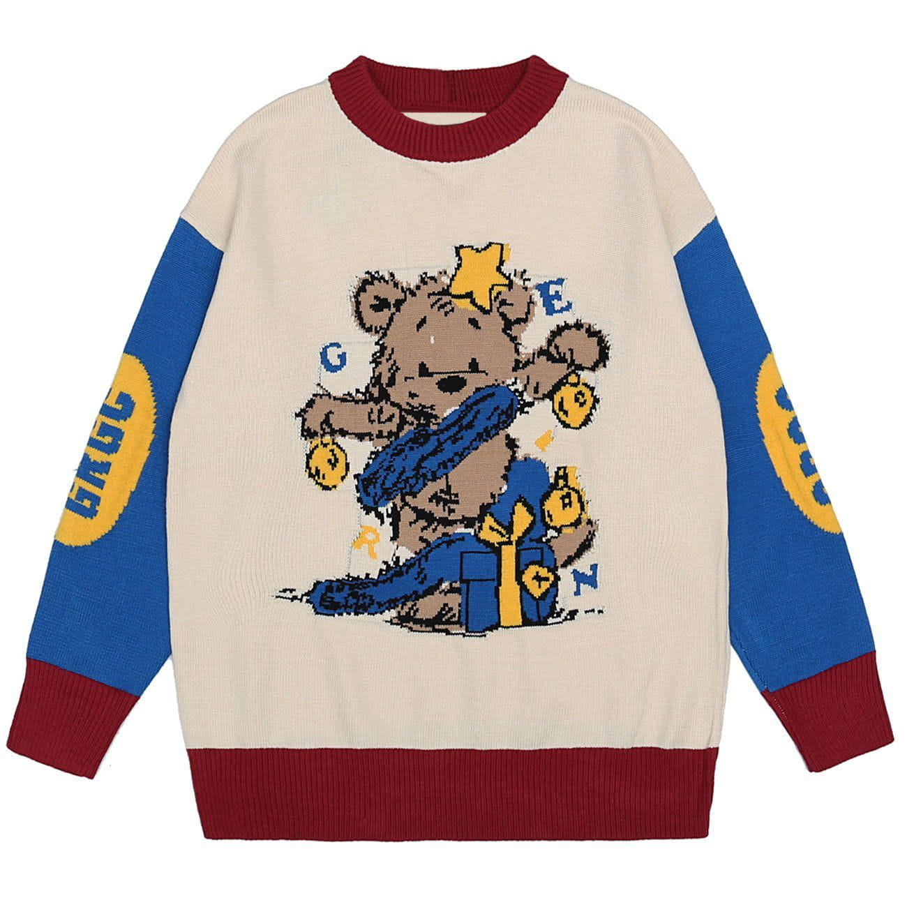 Talishko™ – Cartoon Bear Color Block Knit Sweater