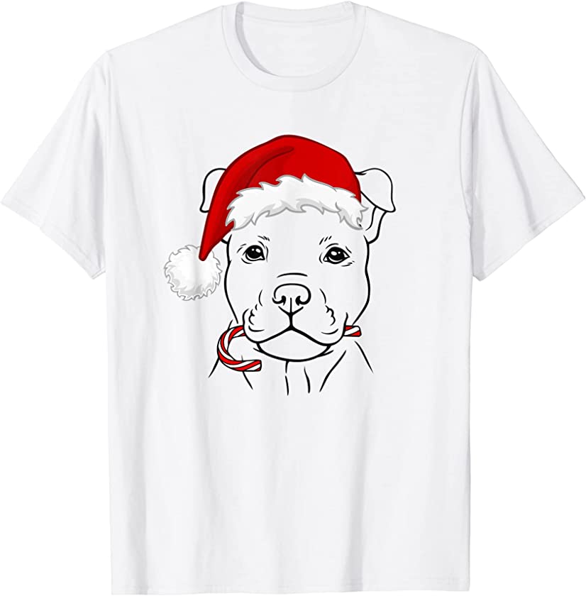 Christmas Puppy with Santa Hat and Candy Cane – Dog Lovers T-Shirt