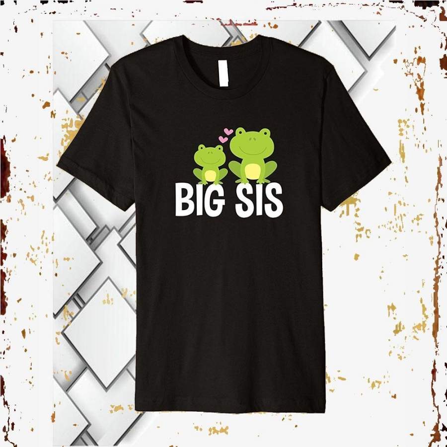 Cute Big Sis Frogs Short Sleeved T-Shirt For Women, Women Black T-Shirts, Women Discount T-Shirts