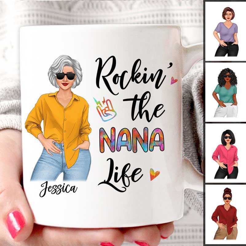 Rockin‘ Grandma Life Posing Nana Personalized Mug