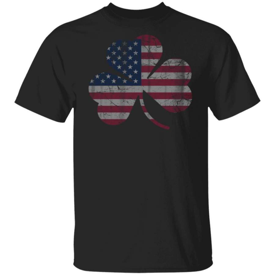 American Flag Irish Shamrock Vintage Fade T-Shirt