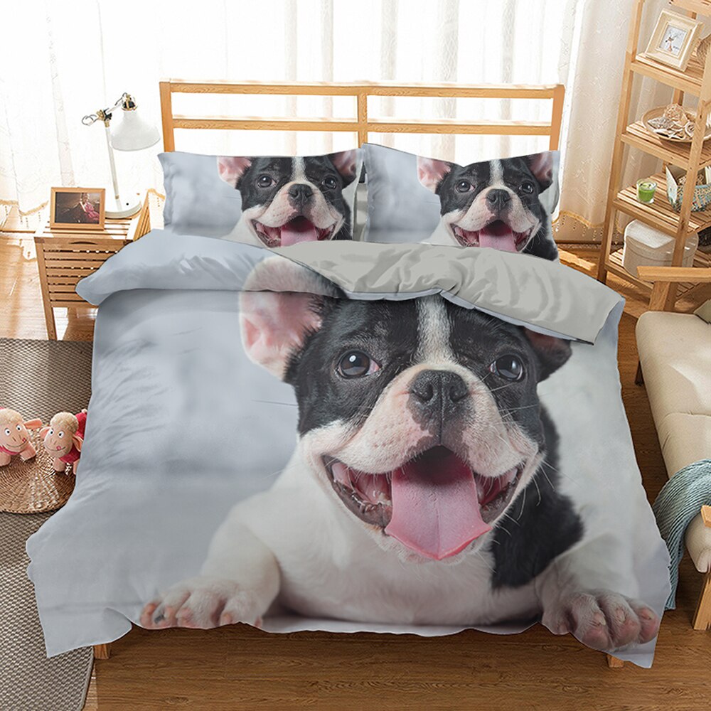 3D French Bulldog Duvet Cover Queen King Size Quilt Cover Pillowcasebedroom Decor Puppy Pattern Bedding Sets